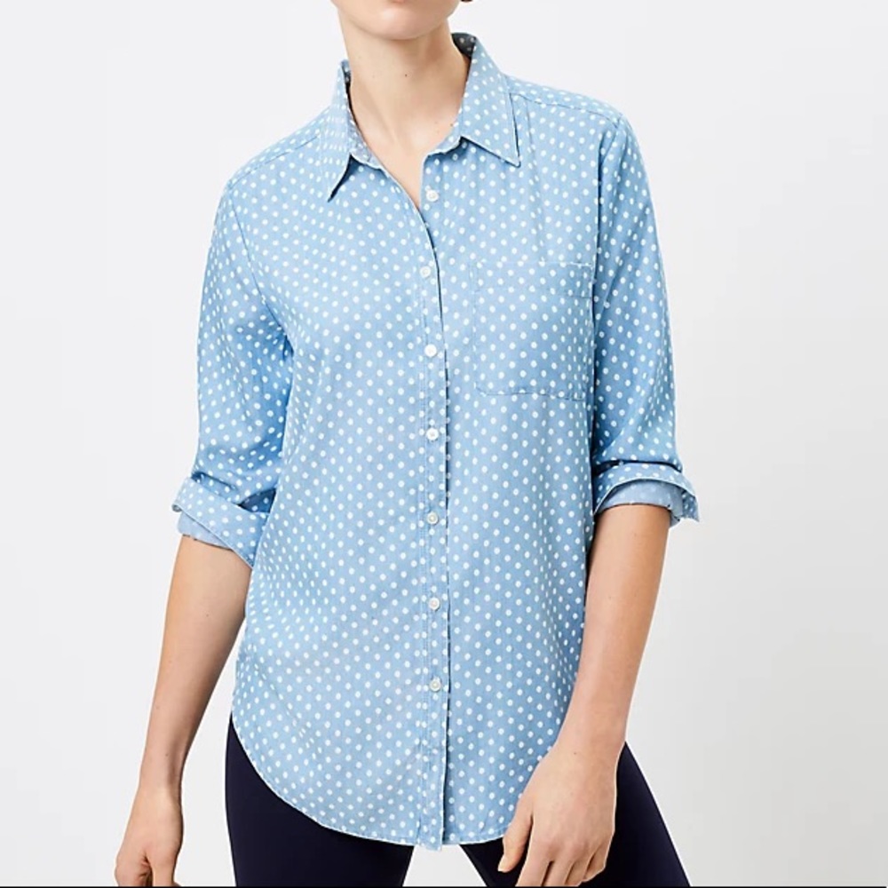 LOFT dotted chambray tunic shirt